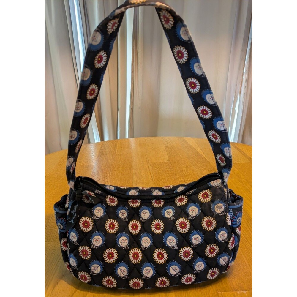 Vera Bradley Night Owl Maggie Shoulder Bag Retired Print Quilted Blue Cotton
